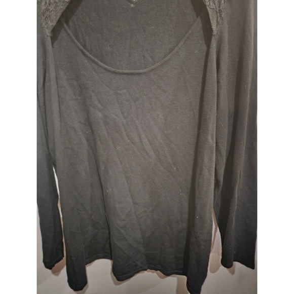 Torrid Black Pullover Sweater, Sexy Keyhole Neck Long Sleeve Lace Accents 3 3X - Picture 4 of 7